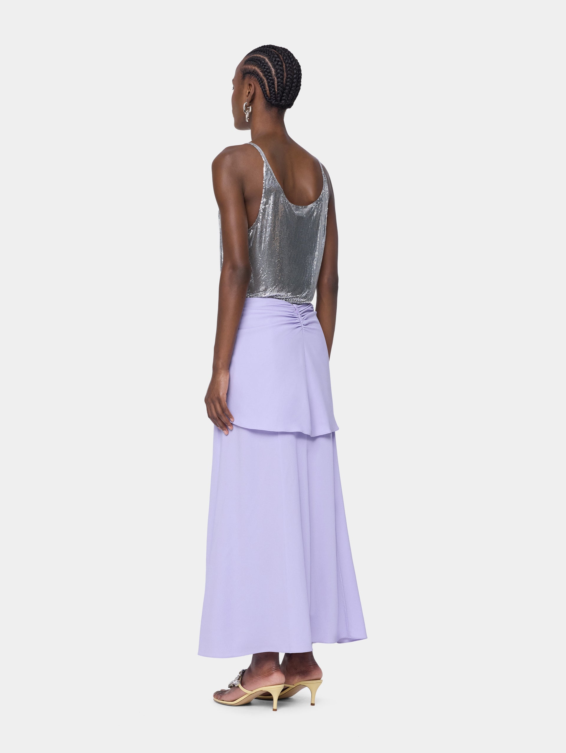 Jupe midi lilas Dinh Van x Rabanne avec ornements bijou argentés