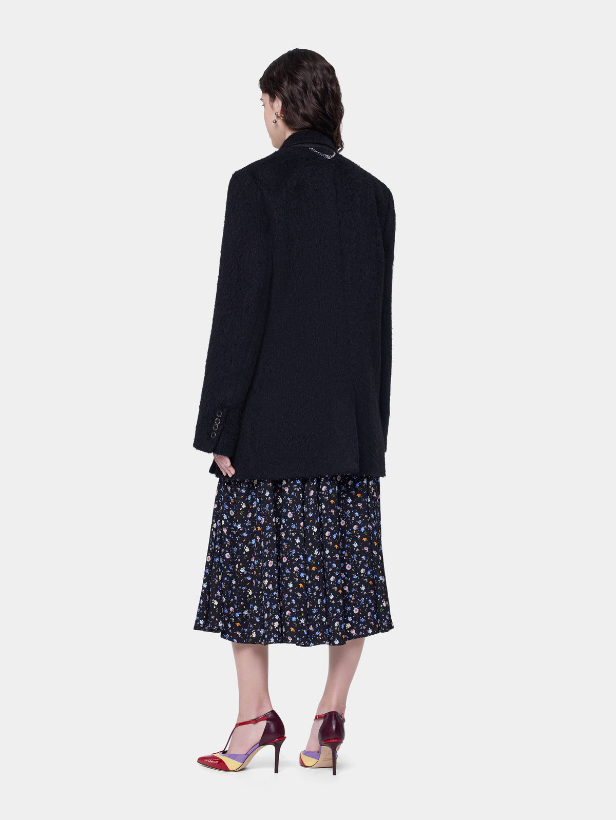 Manteau court structuré en laine noire
