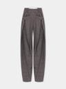 Pantalon tailleur large en laine tartan grise