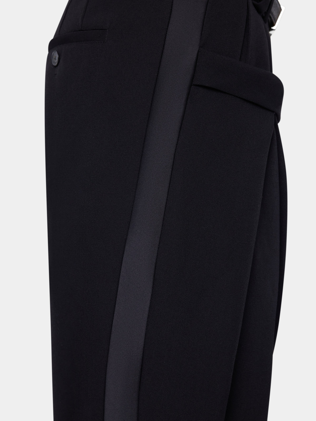 Pantalon tailleur large en laine noire