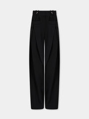 Tailored wide leg trousers in black wool