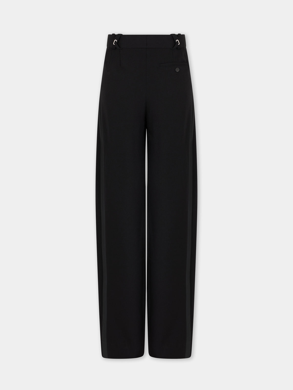 Pantalon tailleur large en laine noire
