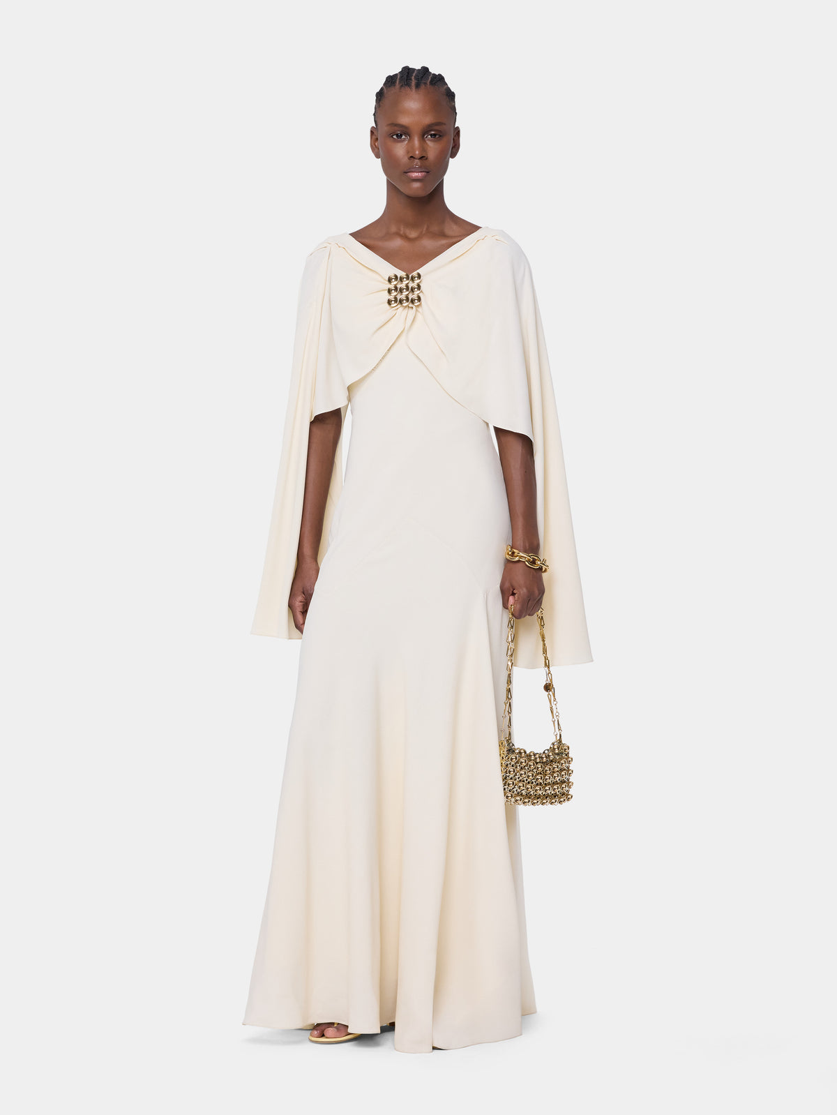Robe longue crème Dinh Van x Rabanne avec ornements bijou argentés - Image 2