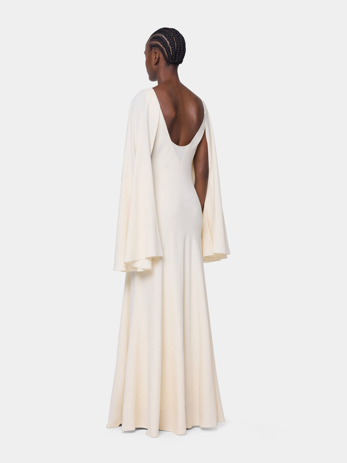 Robe longue crème Dinh Van x Rabanne avec ornements bijou argentés