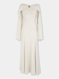 Robe longue crème Dinh Van x Rabanne avec ornements bijou argentés