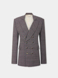 Tailored blazer jacket in grey tartan wool