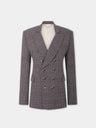 Tailored blazer jacket in grey tartan wool