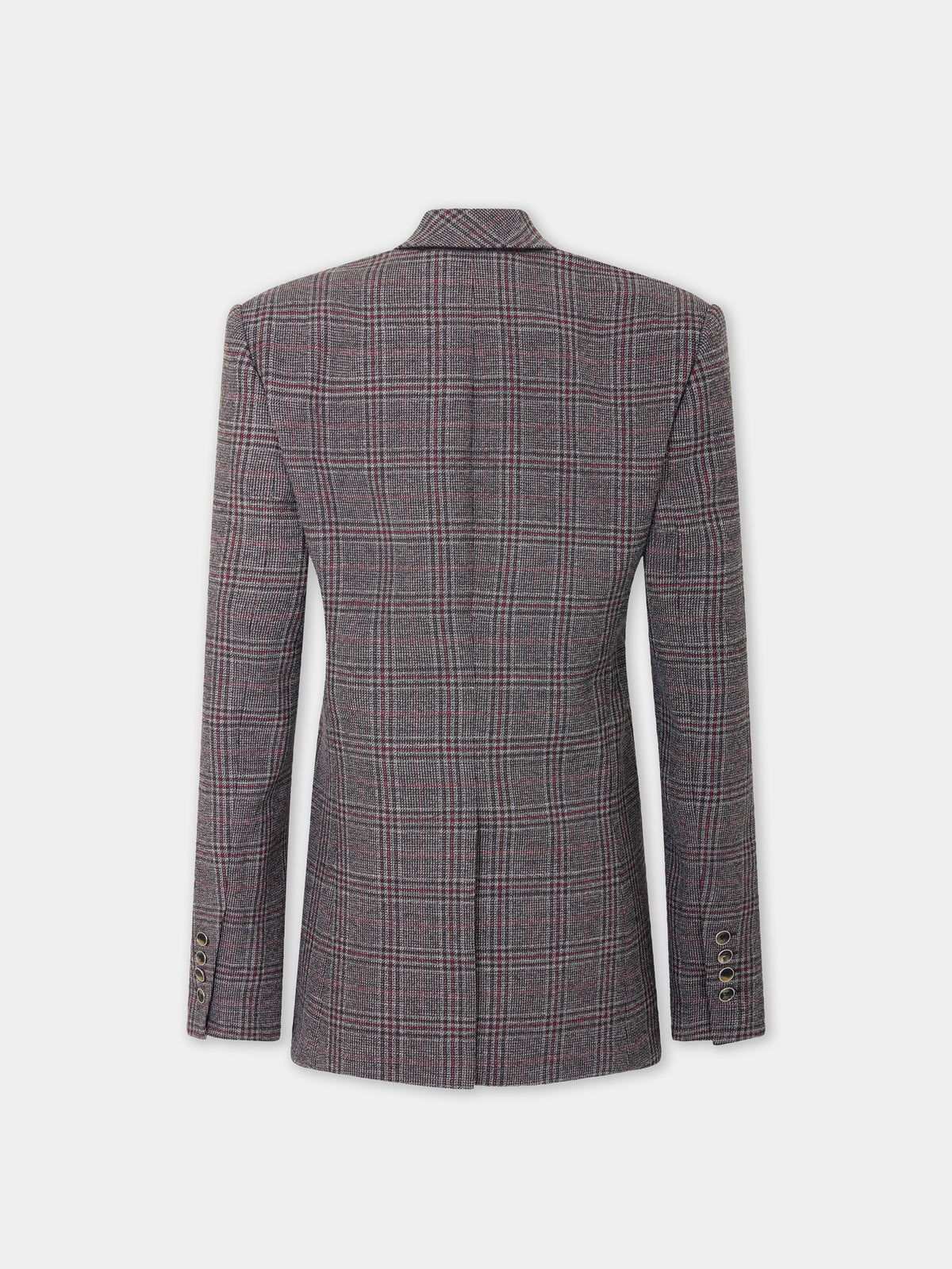 Tailored blazer jacket in grey tartan wool