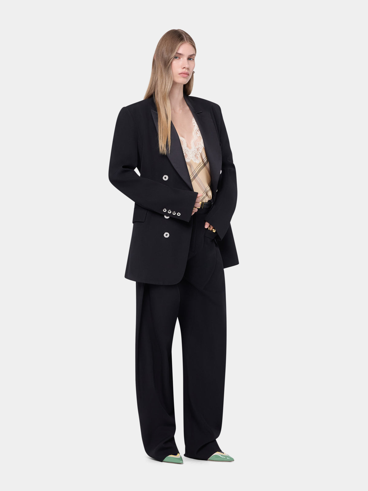 Tailored blazer jacket in black wool - Image 1
