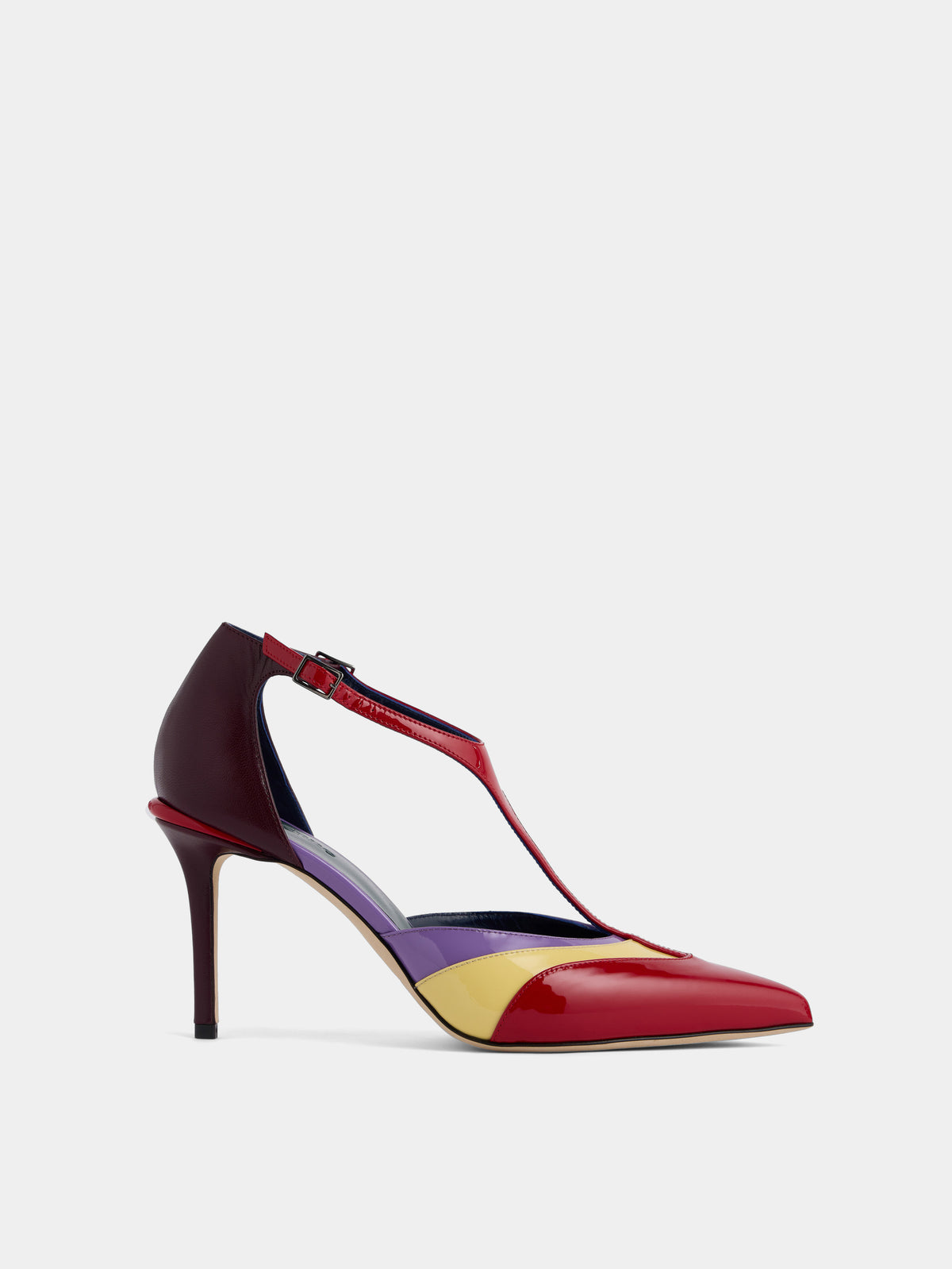 Pump heels in red multicolored patent leather with ankle detailing - Image 1