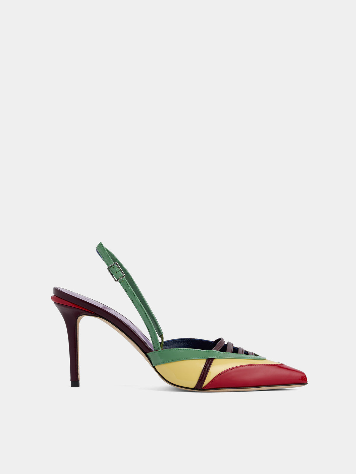Slingback pumps in multicolored red patent leather - Image 1