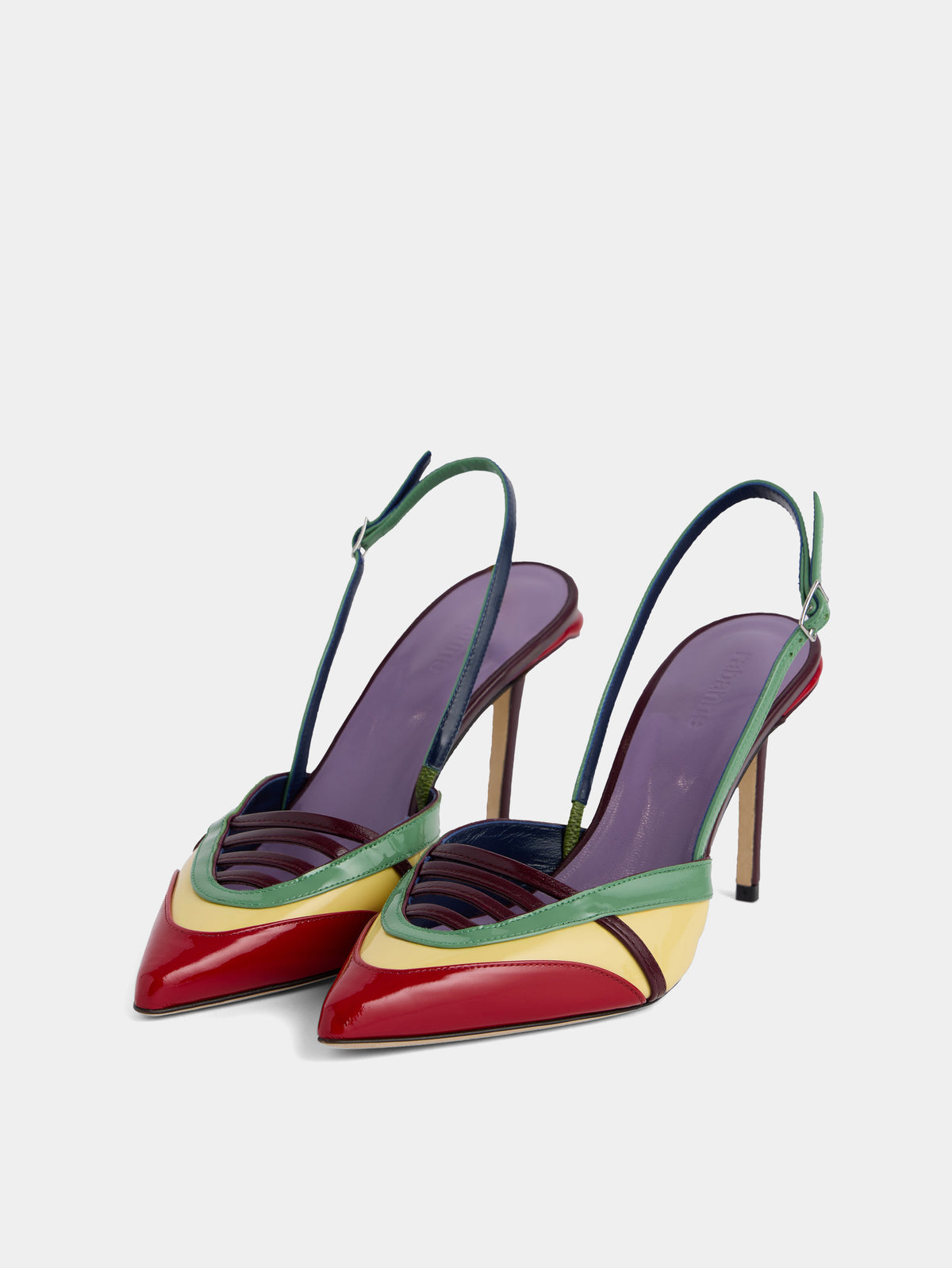 Slingback pumps in multicolored red patent leather - Image 3