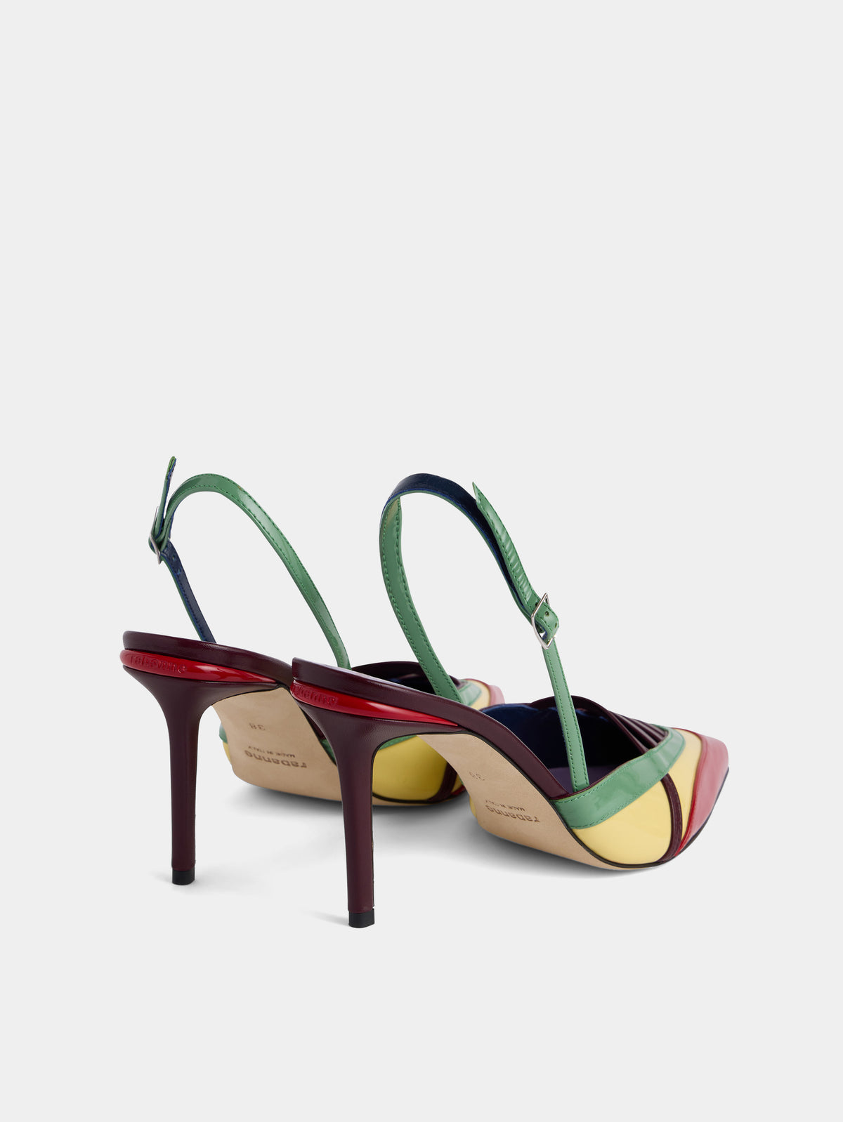 Slingback pumps in multicolored red patent leather