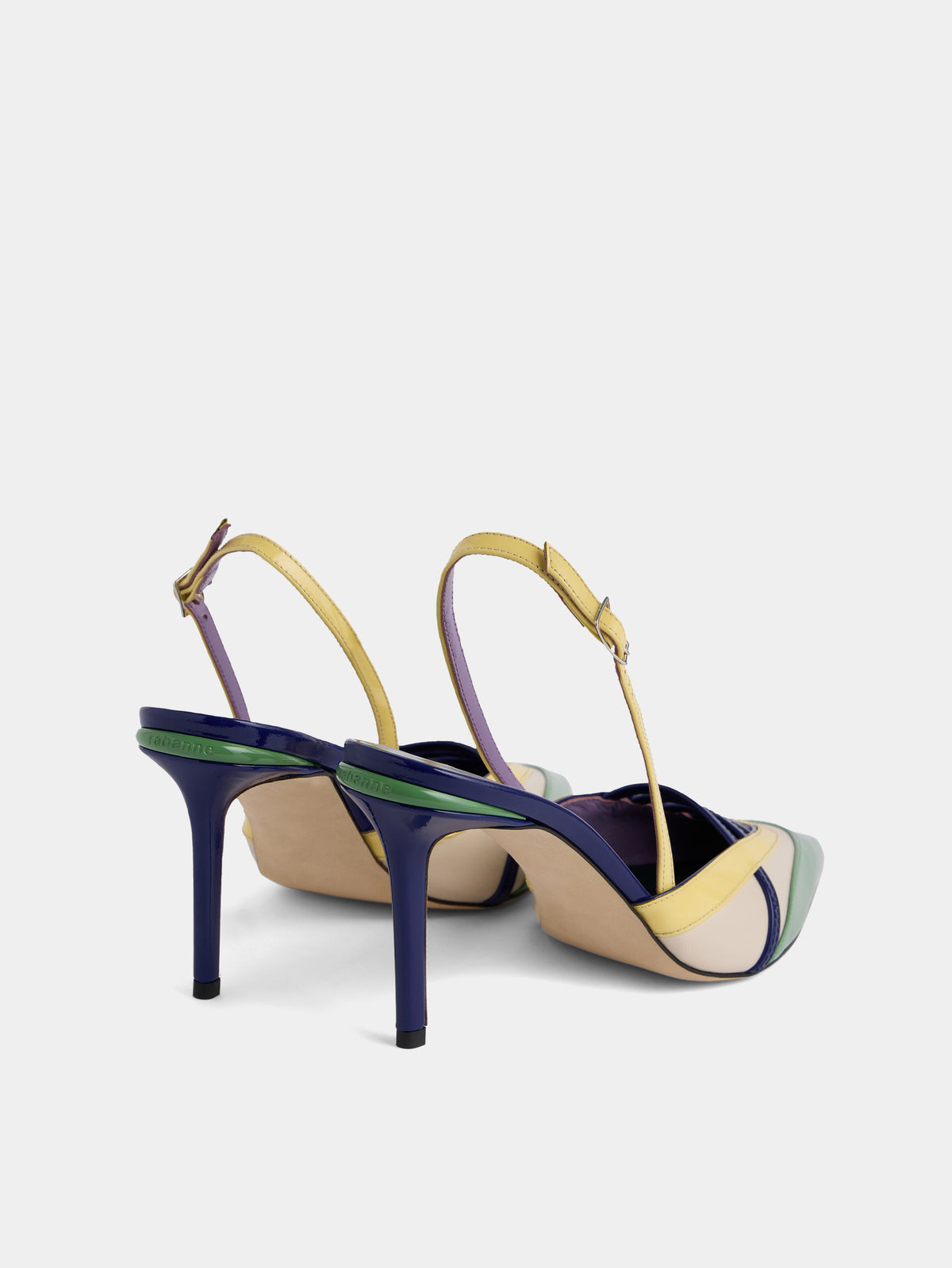 Slingback pumps in multicolored green patent leather
