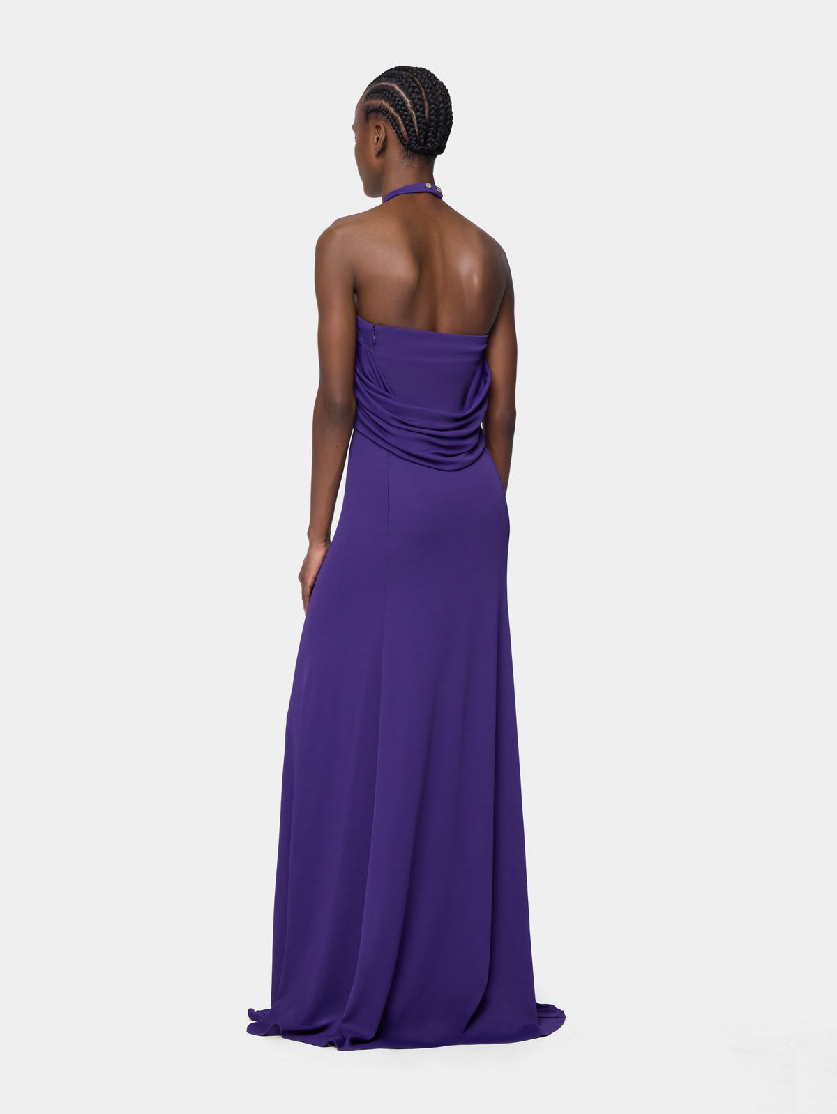 Robe longue violette Dinh Van x Rabanne ornée de détails chaîne signature