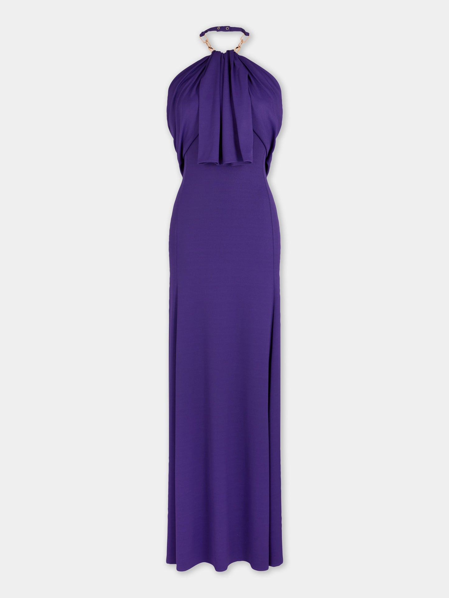 Robe longue violette Dinh Van x Rabanne ornée de détails chaîne signature