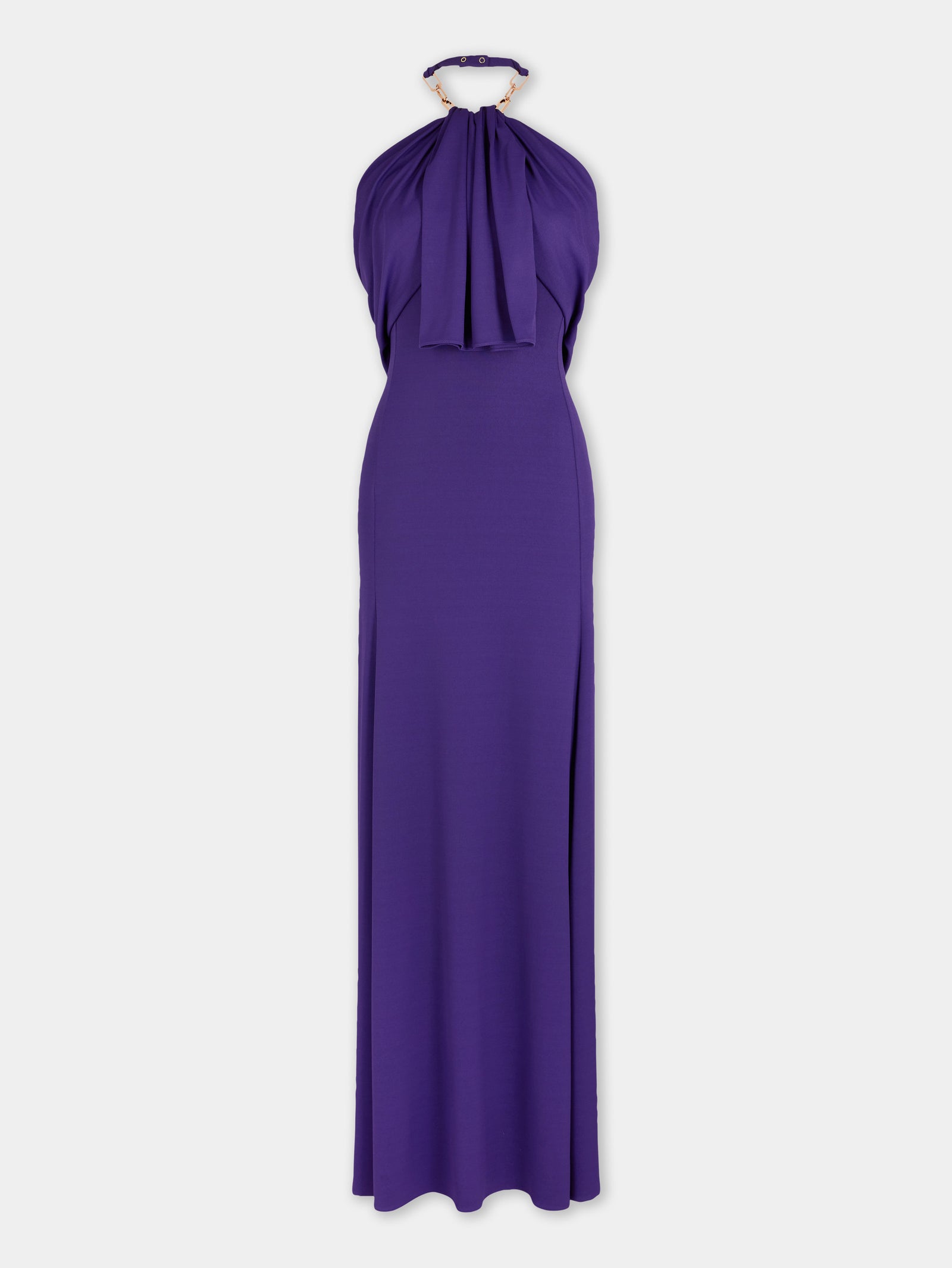 Robe longue violette Dinh Van x Rabanne ornée de détails chaîne signature - Image 1