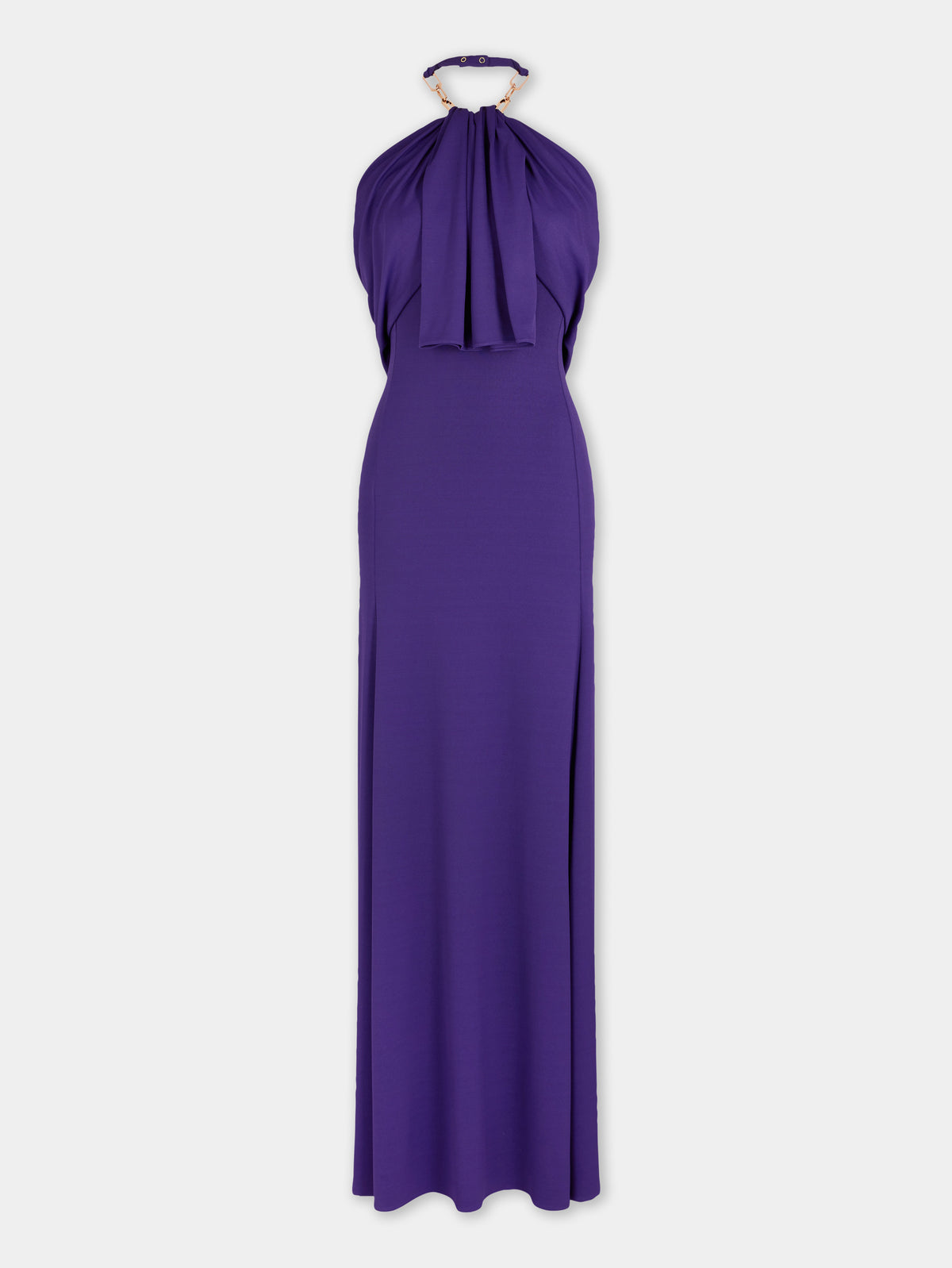 Robe longue violette Dinh Van x Rabanne ornée de détails chaîne signature