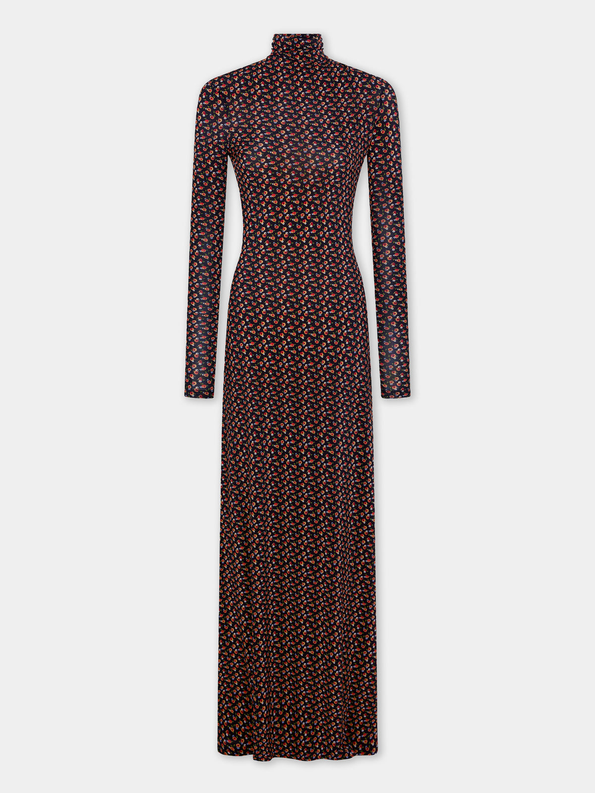 Maxi dress in black liberty print second skin jersey - Image 1