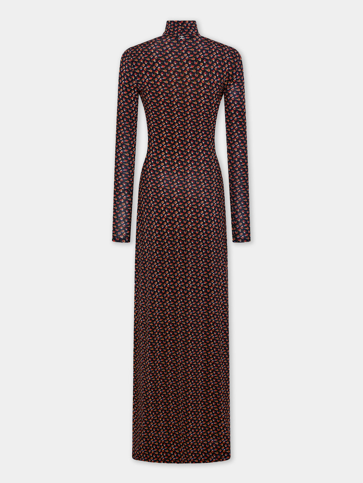 Maxi dress in black liberty print second skin jersey