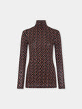 Long sleeved top in black liberty print second skin jersey
