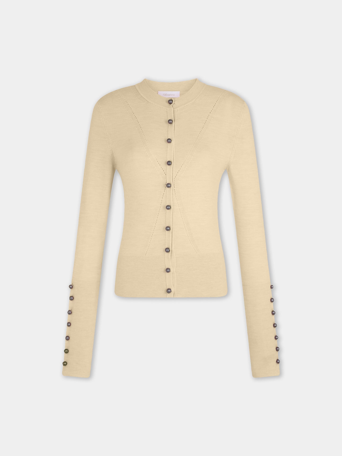 Cardigan en maille jaune Dinh Van x Rabanne avec bijoux signature