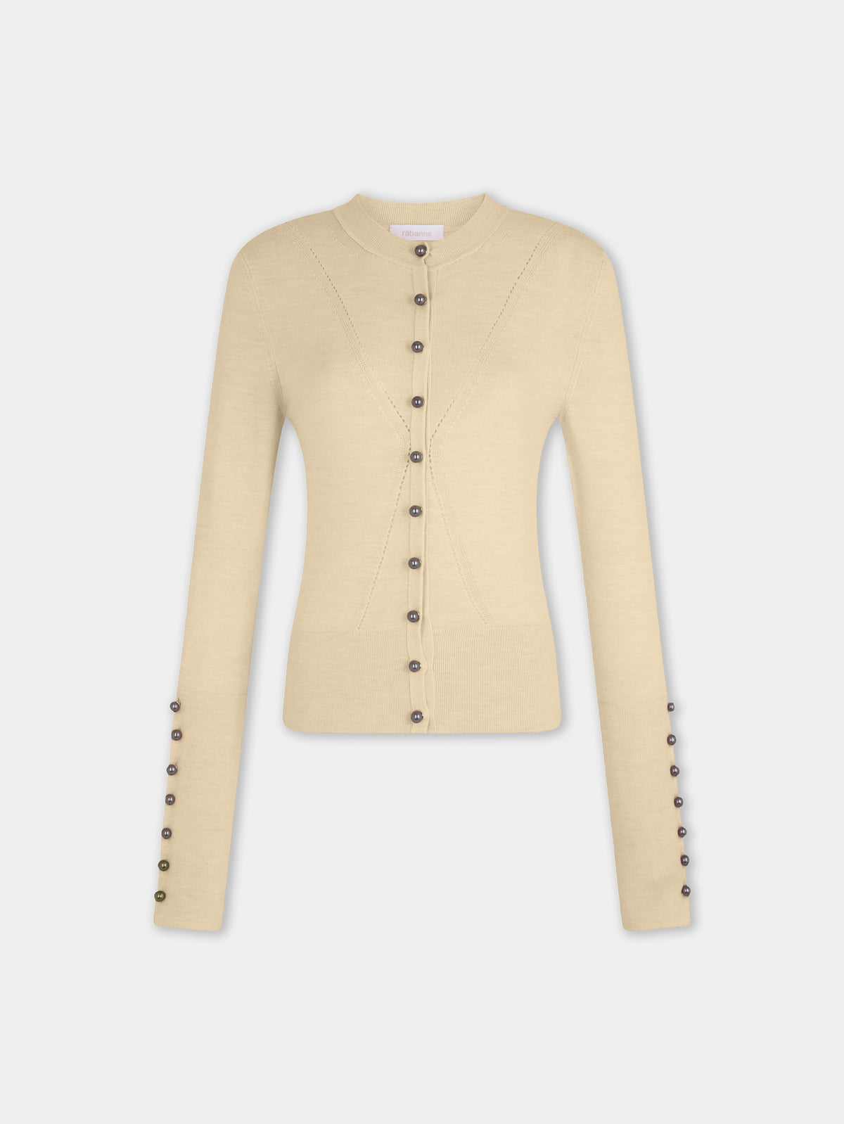 Cardigan en maille jaune Dinh Van x Rabanne avec bijoux signature - Image 1