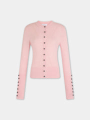 Cardigan en maille rose clair Dinh Van x Rabanne avec bijoux signature