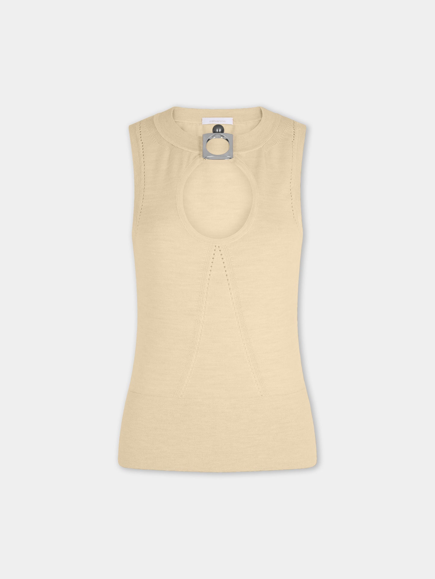 Top en maille jaune Dinh Van x Rabanne avec bijoux signature