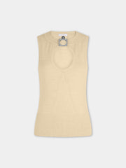 Top en maille jaune Dinh Van x Rabanne avec bijoux signature