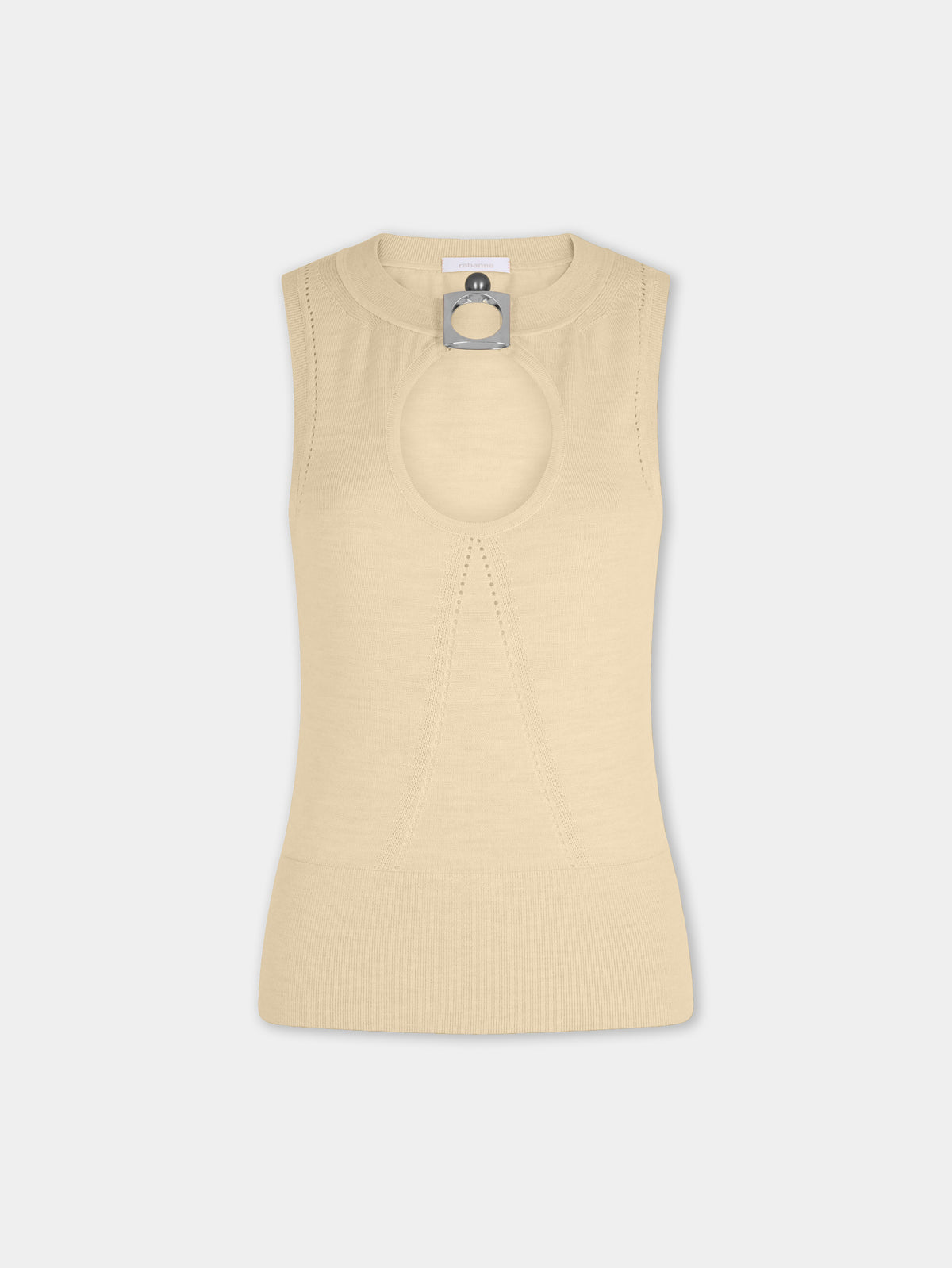 Top en maille jaune Dinh Van x Rabanne avec bijoux signature
