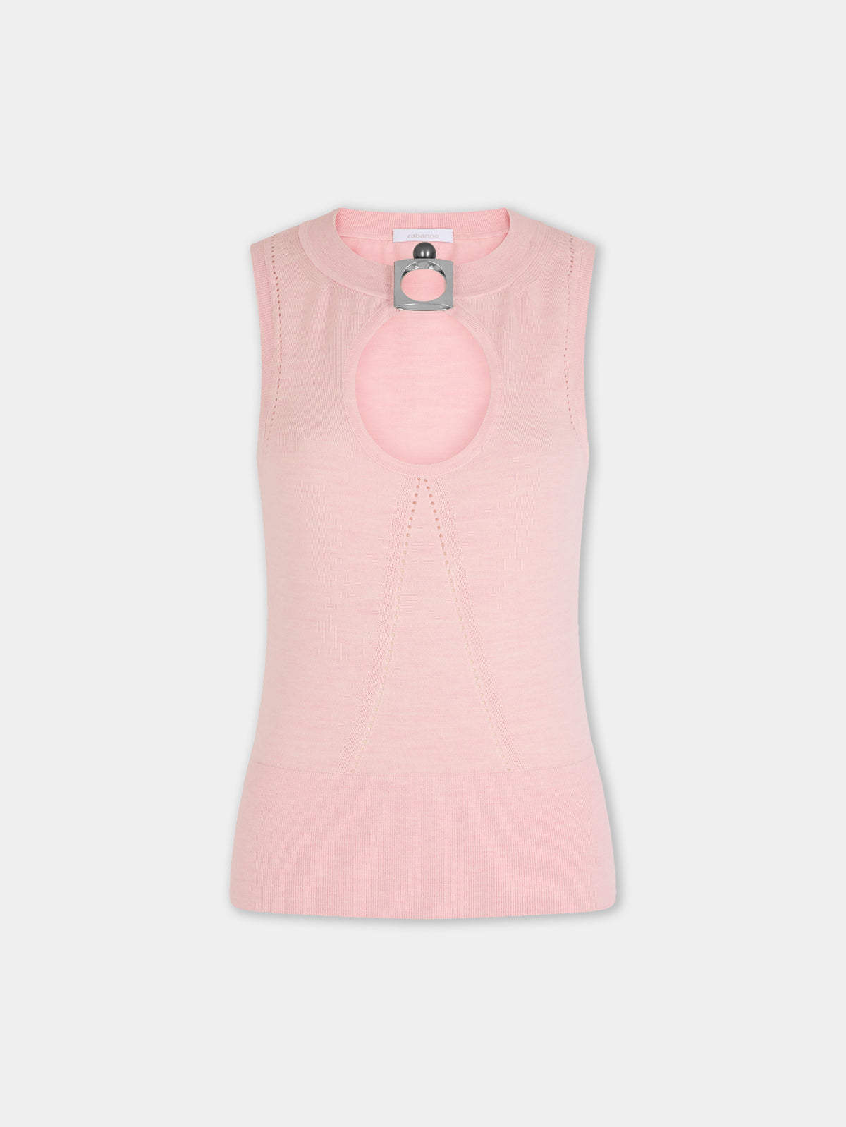 Top en maille rose clair Dinh Van x Rabanne avec bijoux signature