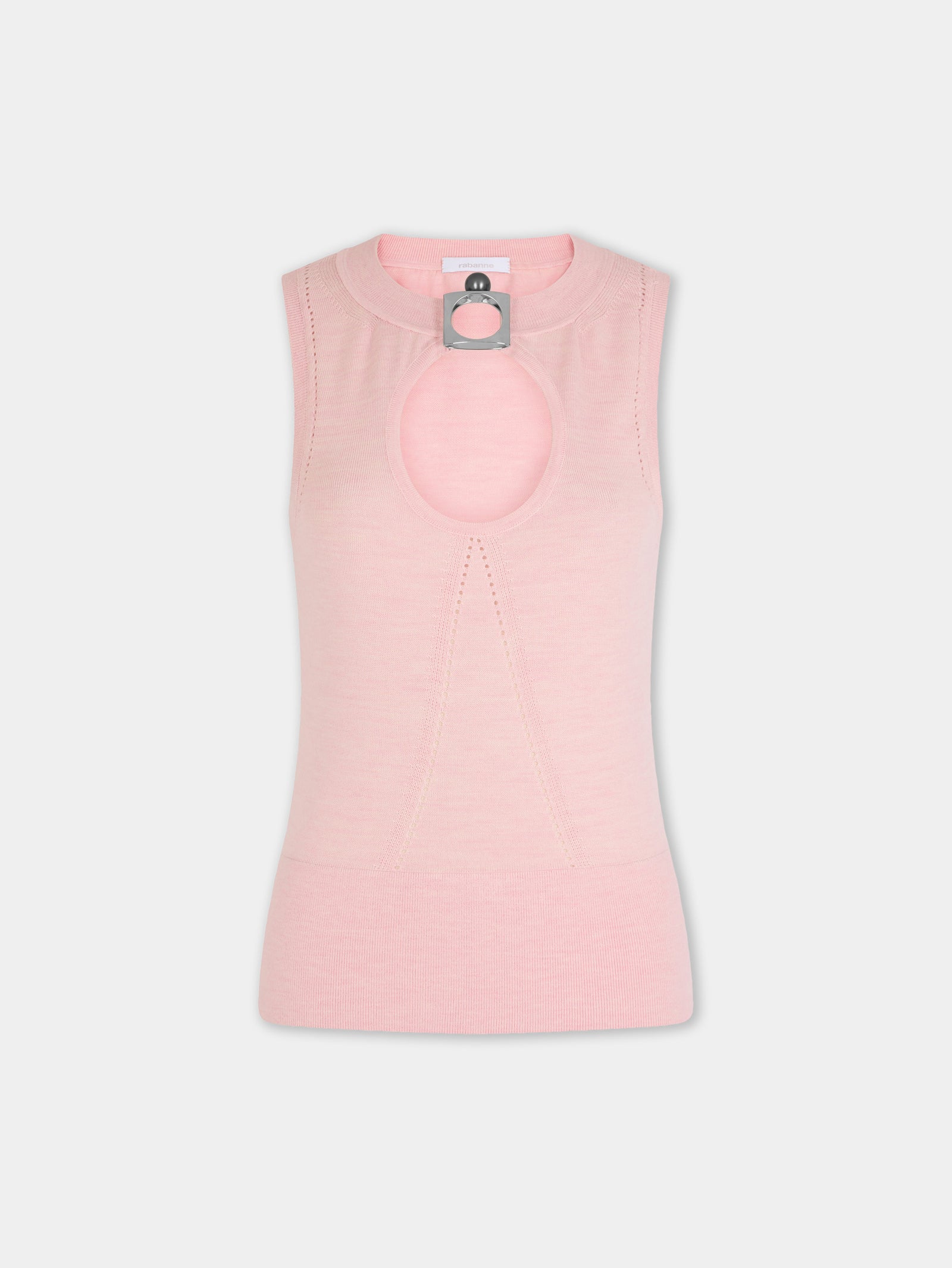 Top en maille rose clair Dinh Van x Rabanne avec bijoux signature - Image 1