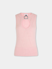 Top en maille rose clair Dinh Van x Rabanne avec bijoux signature