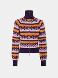 Cardigan en laine jacquard vintage rose