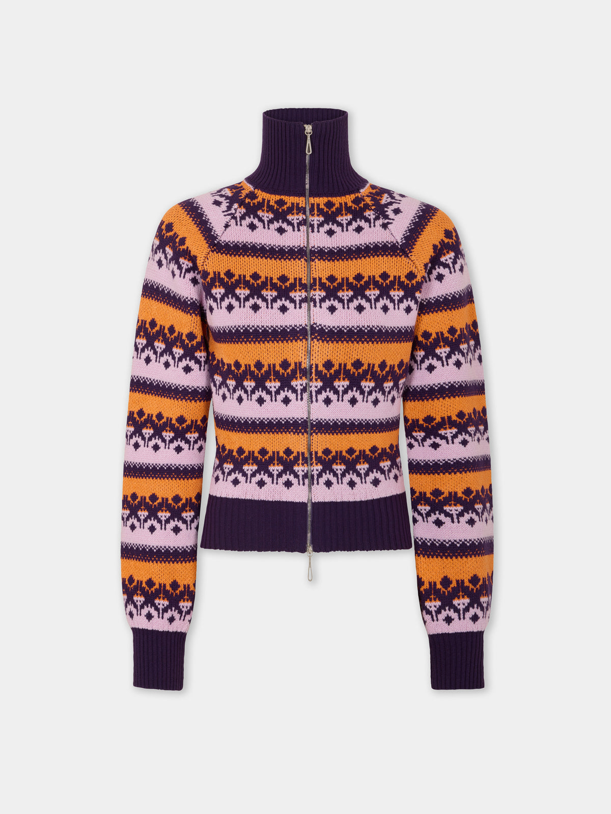 Cardigan en laine jacquard vintage rose - Image 1