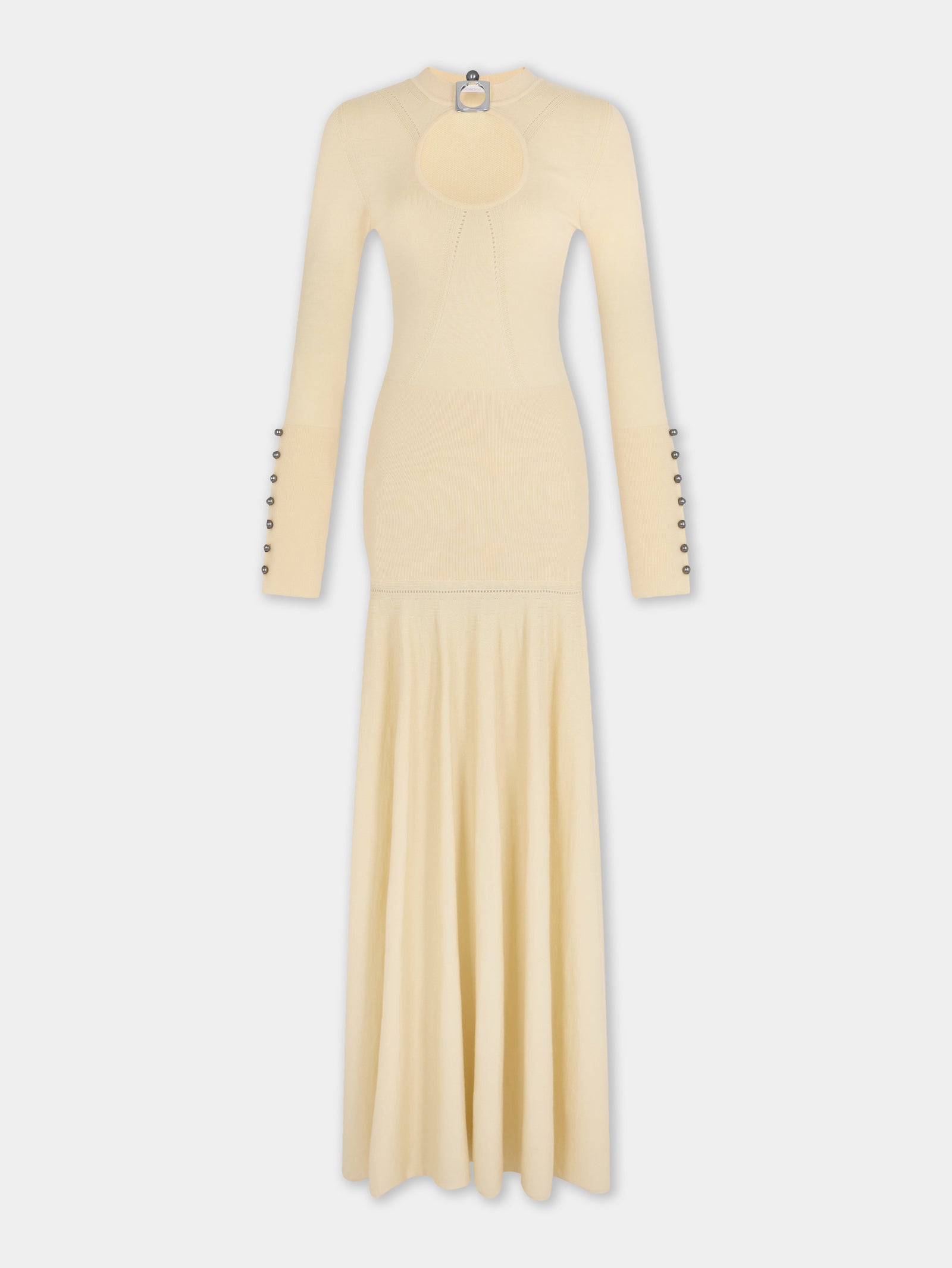 Robe longue en maille jaune clair Dinh Van x Rabanne avec bijoux signature - Image 1