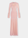 Robe longue en maille rose clair Dinh Van x Rabanne avec bijoux signature