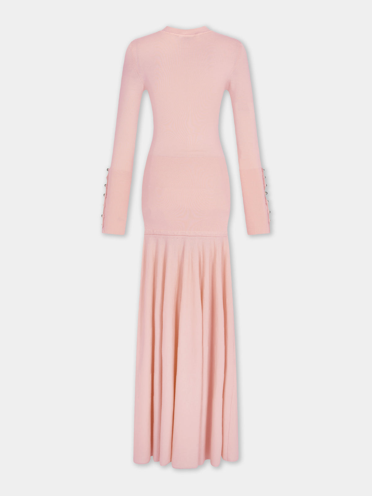 Robe longue en maille rose clair Dinh Van x Rabanne avec bijoux signature - Image 2