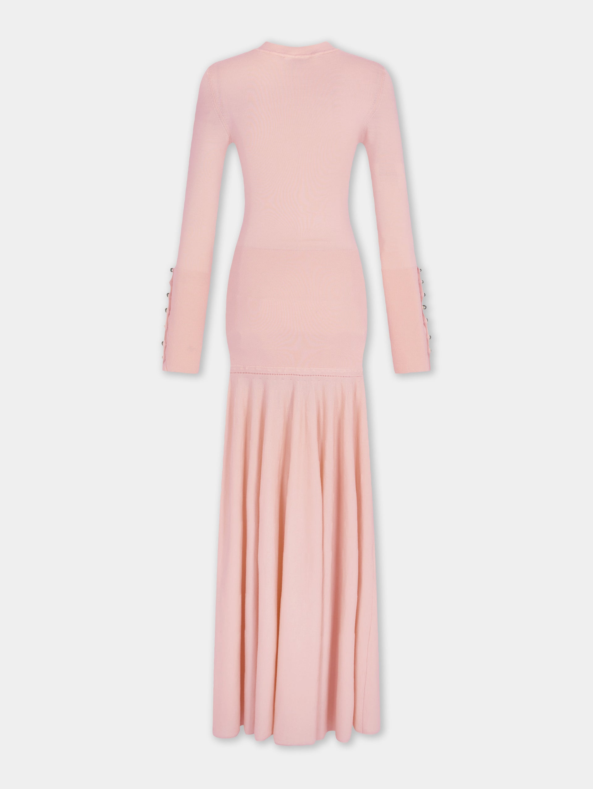 Robe longue en maille rose clair Dinh Van x Rabanne avec bijoux signature