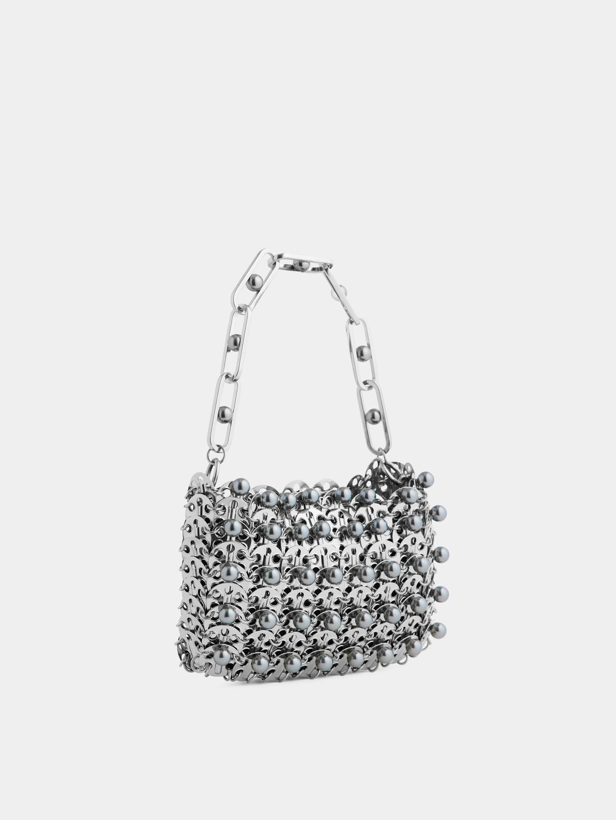 Sac iconique Nano 1969 Dinh Van x Rabanne en métal argenté