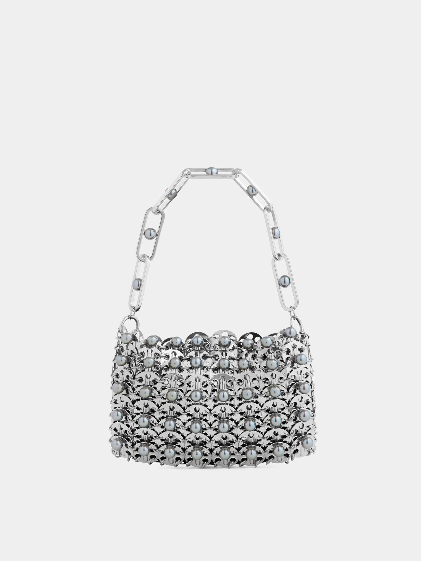Sac iconique Nano 1969 Dinh Van x Rabanne en métal argenté