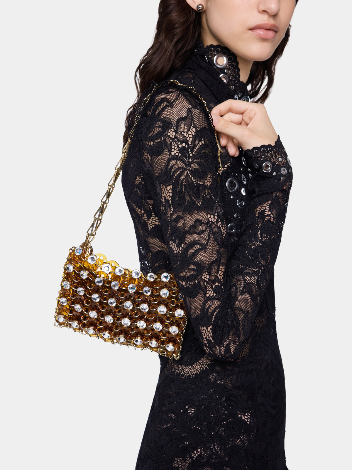 1969 Nano gold bag with ochre resin and rhinestones embellishments - Image 2