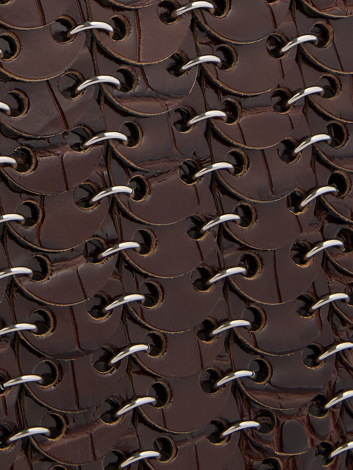 1969 Flip bag in reversible brown embossed and silver leather
