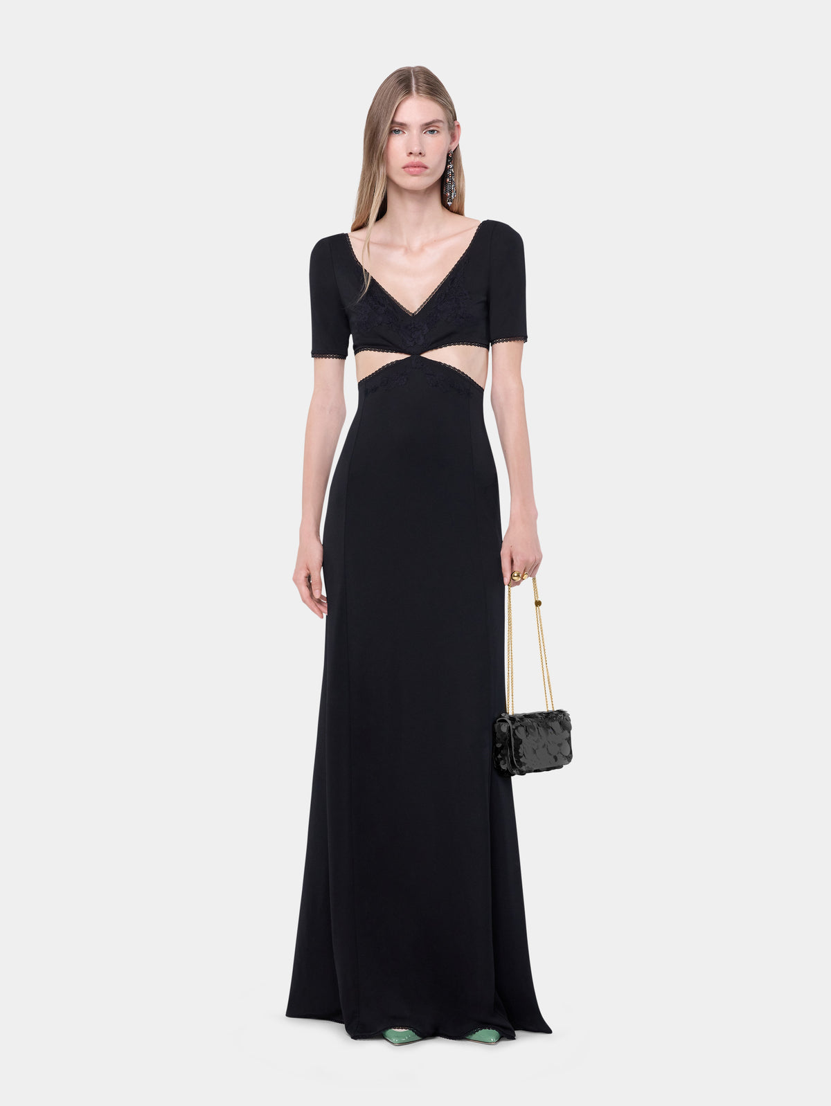 Sparkle Baguette bag with black sequin embroidery