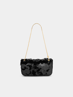 Sparkle Baguette bag with black sequin embroidery - TU
