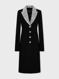 Long wool coat with sequin collar