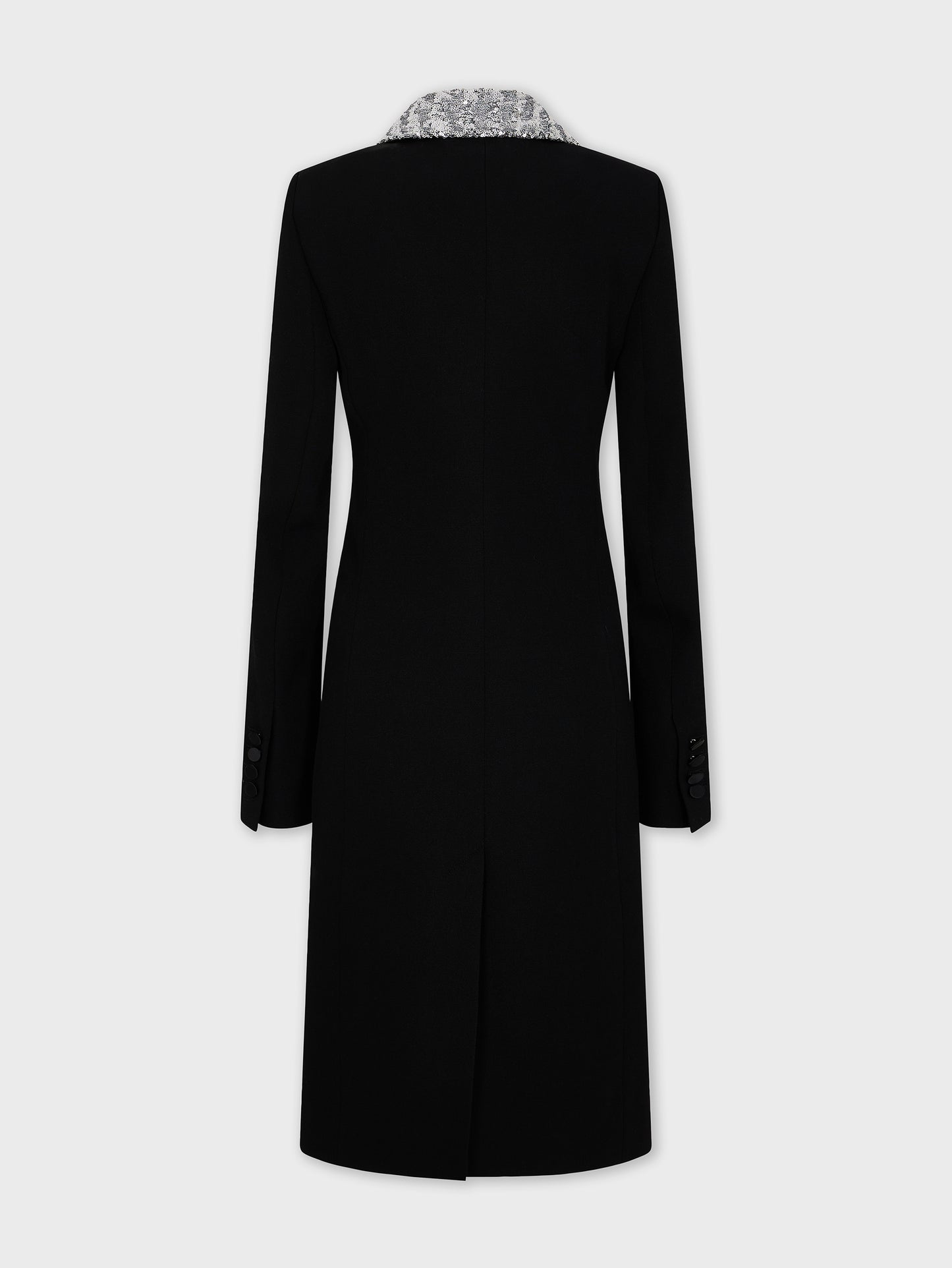 Long wool coat with sequin collar