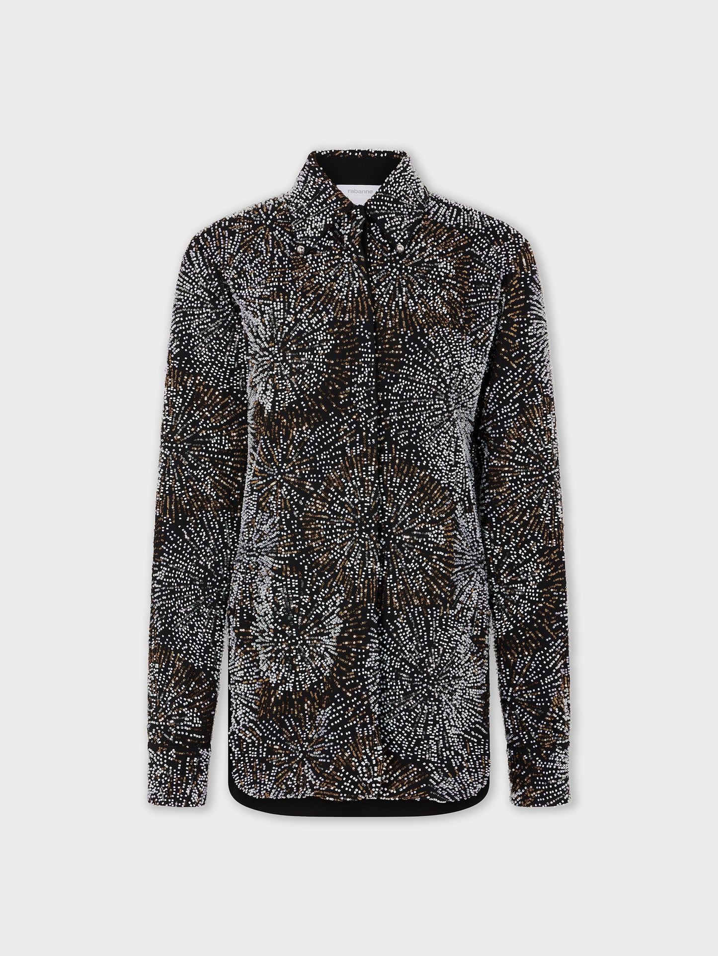 Crepe shirt with pearl embroidery