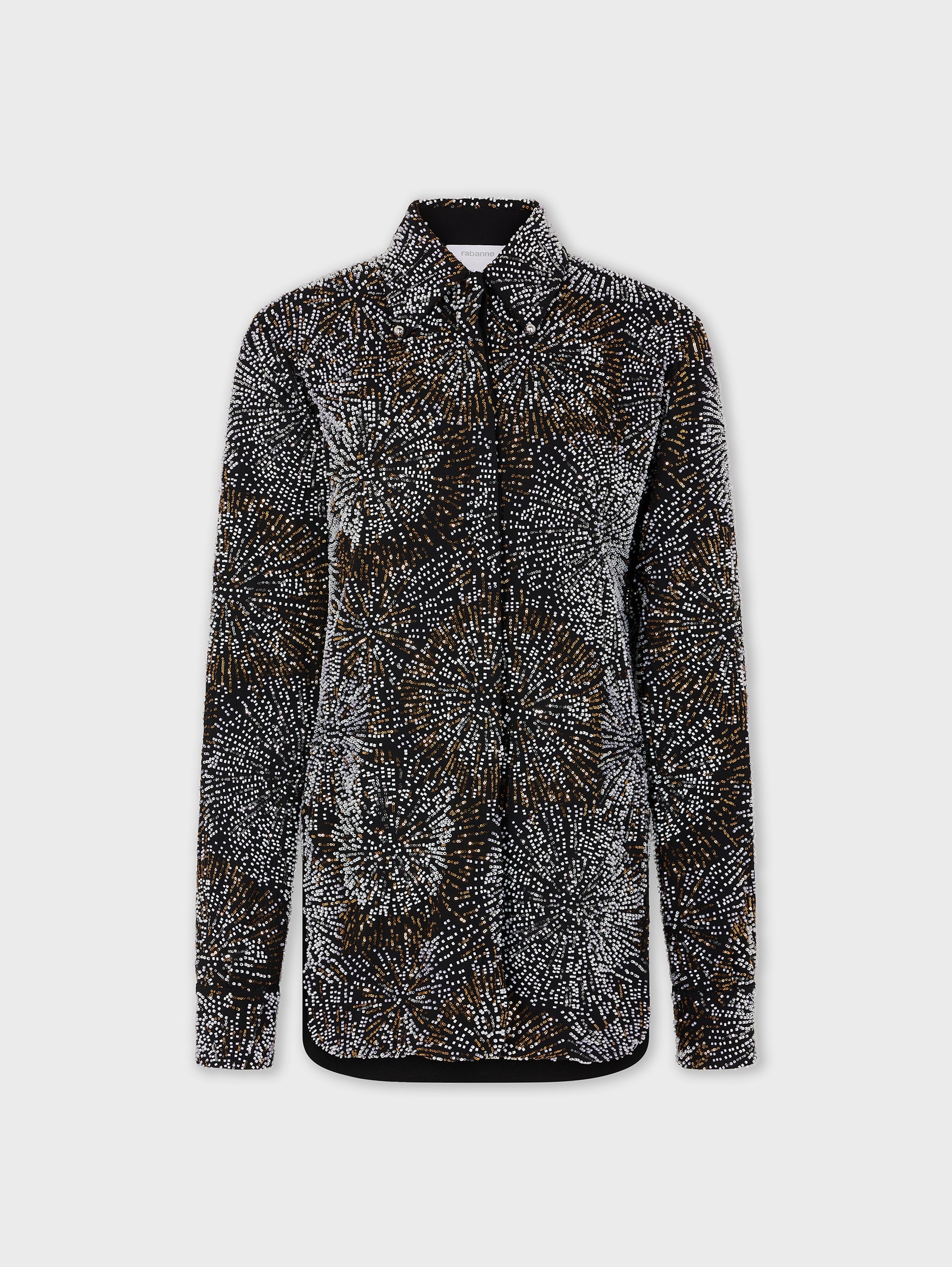 Crepe shirt with pearl embroidery